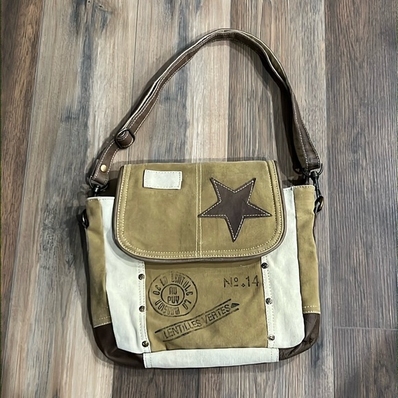 Myra canvas leather trim bag - Picture 1 of 10